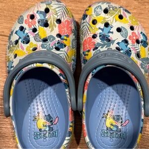 CROCS Kids Stitch with Blue and Yellow Floral Design